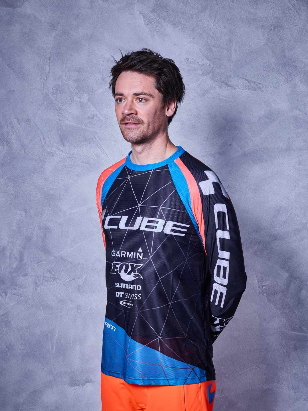 CUBE Action Round-Neck Jersey Team L/S Blk/Blu/Red - Image 2