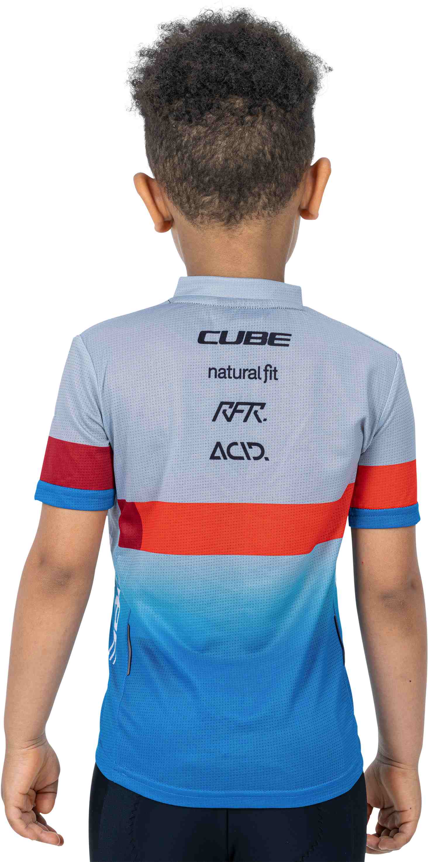 CUBE Junior Teamline Jersey S/S Blue/Red/Grey - Image 2
