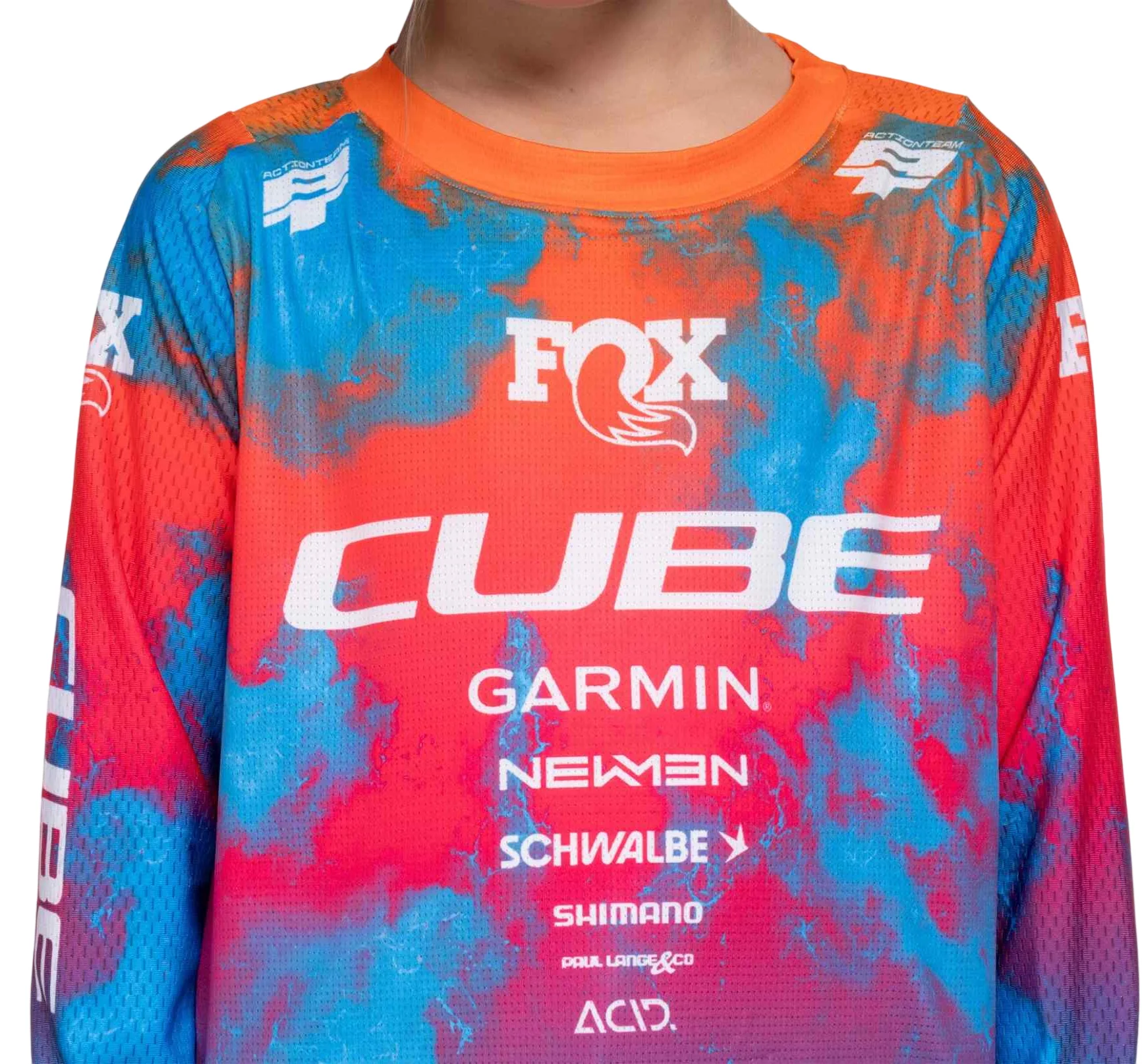 CUBE MTB JERSEY ROOKIE X ACTIONTEAM L/S BLUE/PINK/ORANGE - Image 5