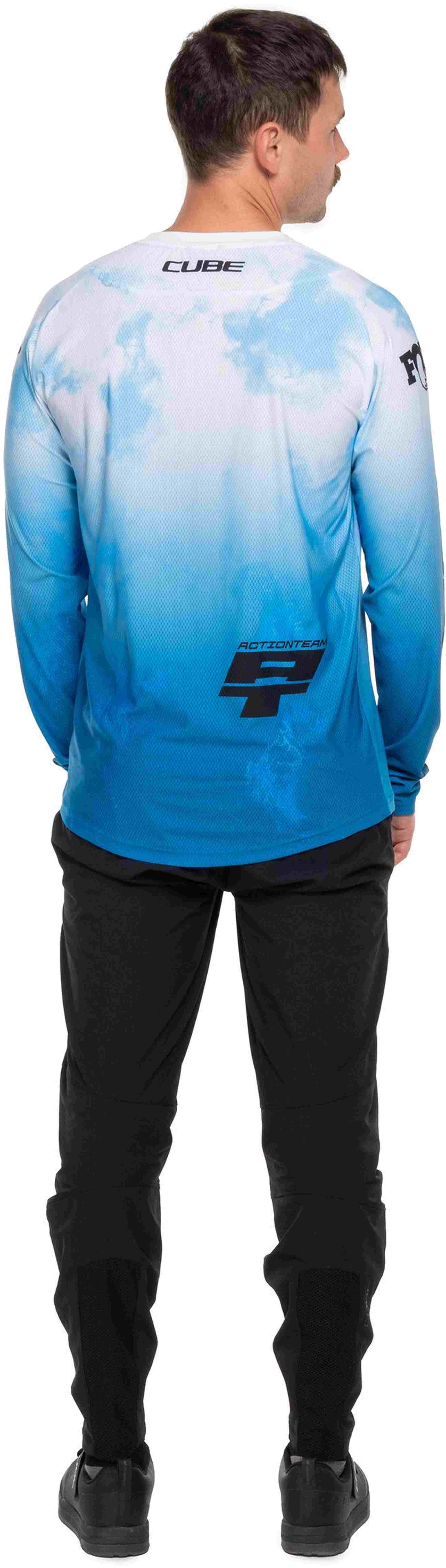 CUBE MTB JERSEY X ACTIONTEAM L/S TOPAS BLUE - Image 4