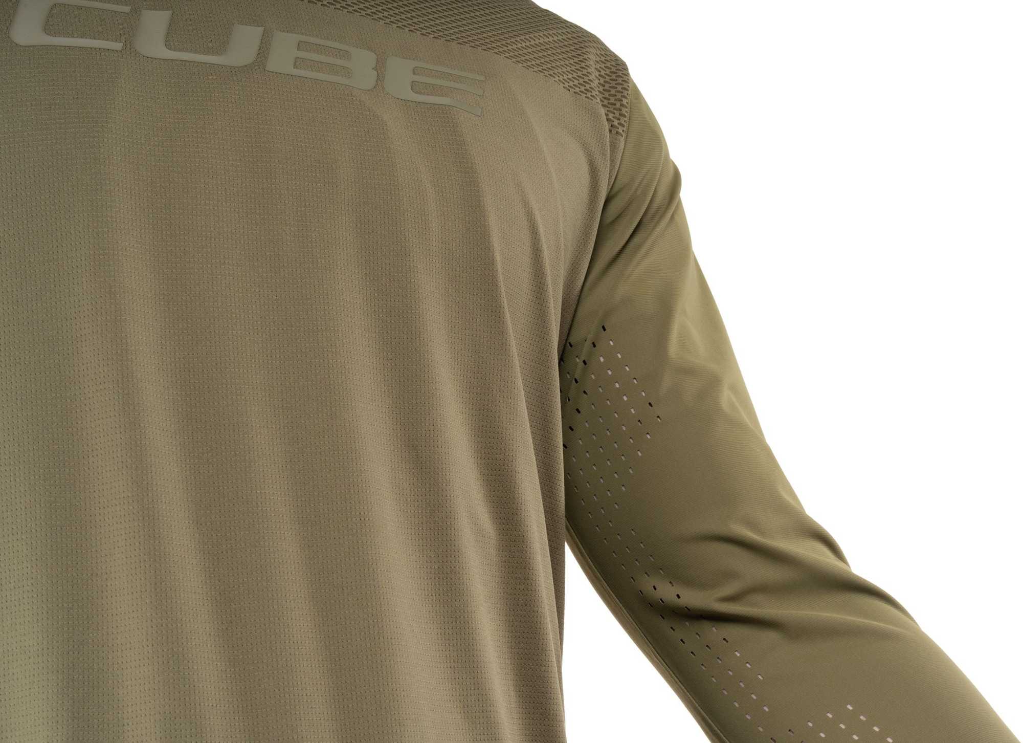 CUBE MTB ROUND NECK JERSEY PRO TM L/S OLIVE XS - Image 5