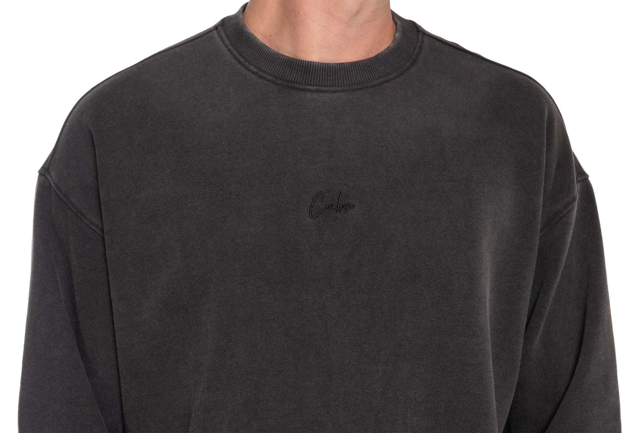CUBE ORGANIC SWEATER SCRIPT GTY FIT WASHED GREY - Image 7