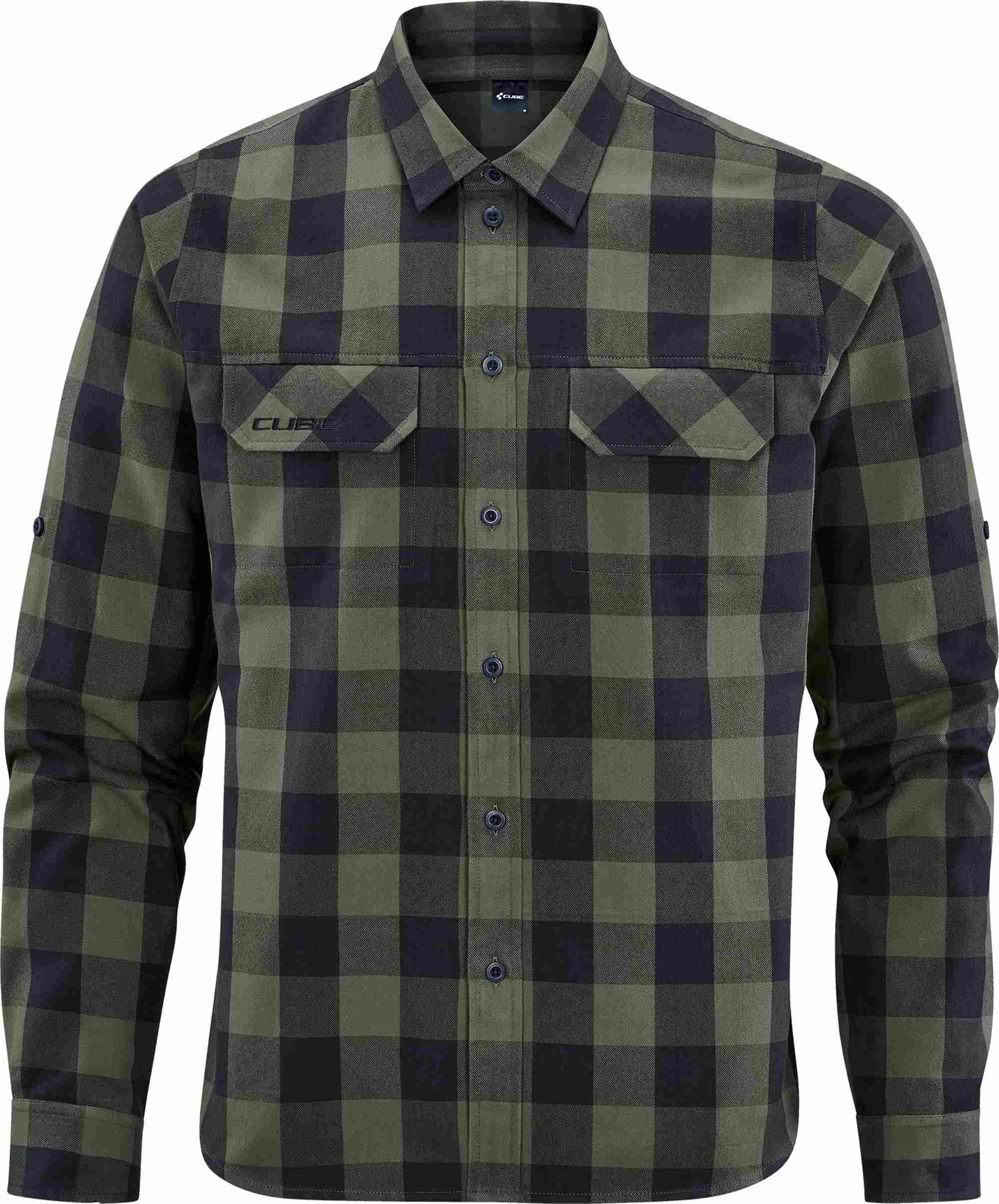 CUBE WORK SHIRT L/S OLIVE CHECK